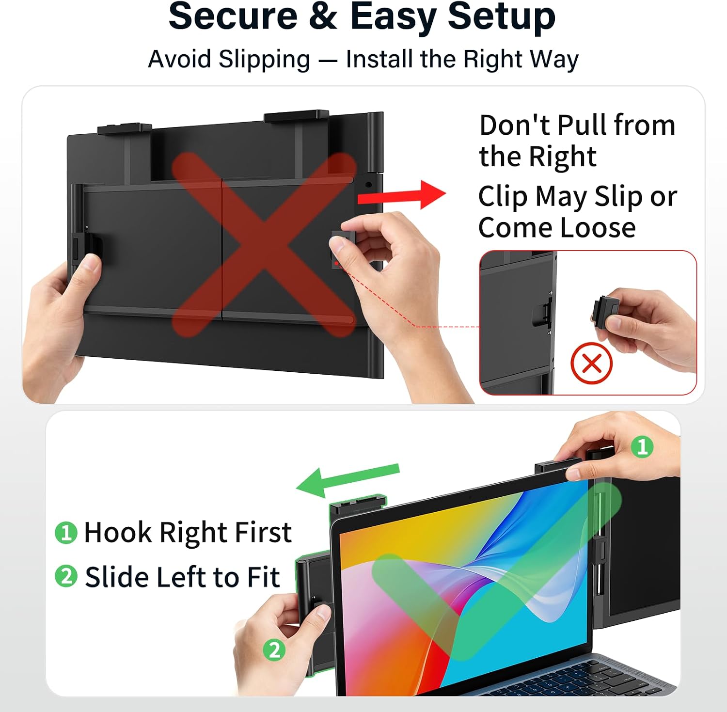 MAGICRAVEN Laptop Screen Extender, 15.6' 1080P IPS Portable Monitor, Travel Monitor for 13-15.6' Laptops with USB-C/HDMI Port, Plug and Play Attachment Screen for Windows/Mac/Android/Switch/PS5/Xbox
