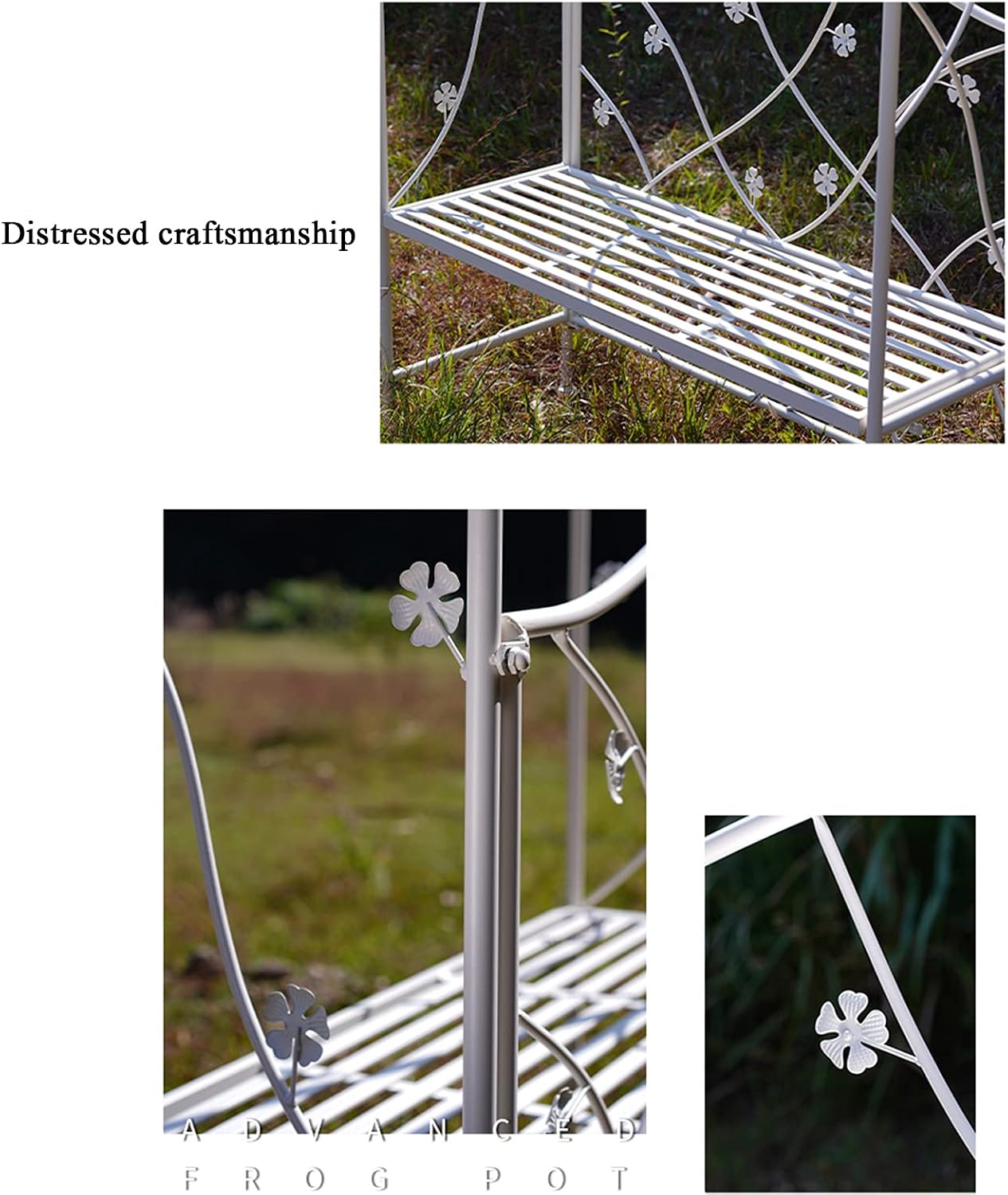 Outdoor courtyard wrought iron arch pavilion with garden benches Garden rose arch pergola Outdoor wedding decoration arch aisle Used for climbing planting backyard terrace party decoration (White)
