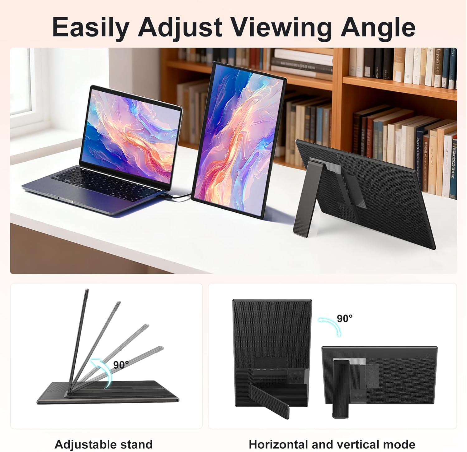 Portable Monitor 16' 1200P FHD Laptop Screen Extender, Horizontal Vertical Monitors with External Speakers, 100% sRGB Plug & Play Computer Gaming Travel Second Screen for Wins Mac Phone PS5 Xbox