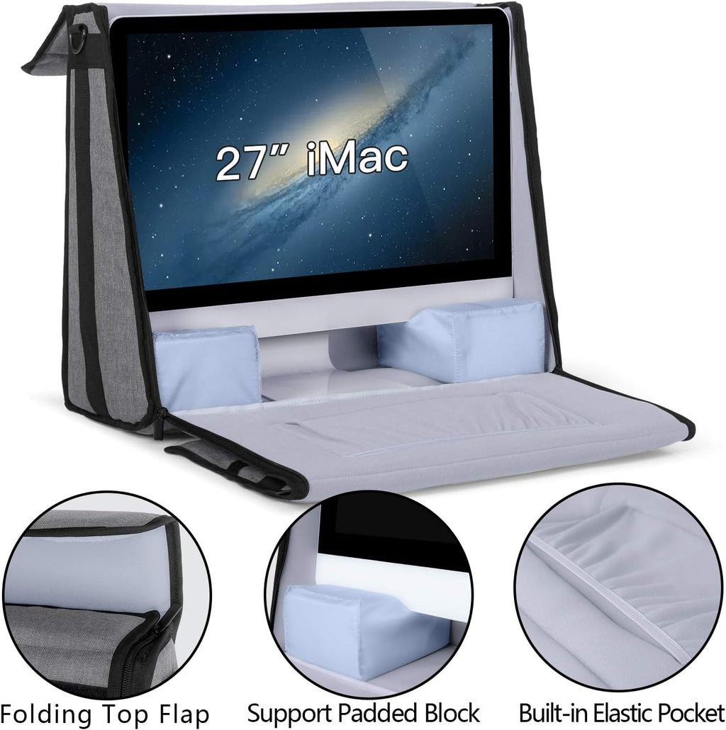 Damero Carrying Tote Bag Compatible with Apple 27' iMac Desktop Computer, Travel Storage Bag for iMac 27-inch and Other Accessories, Gray