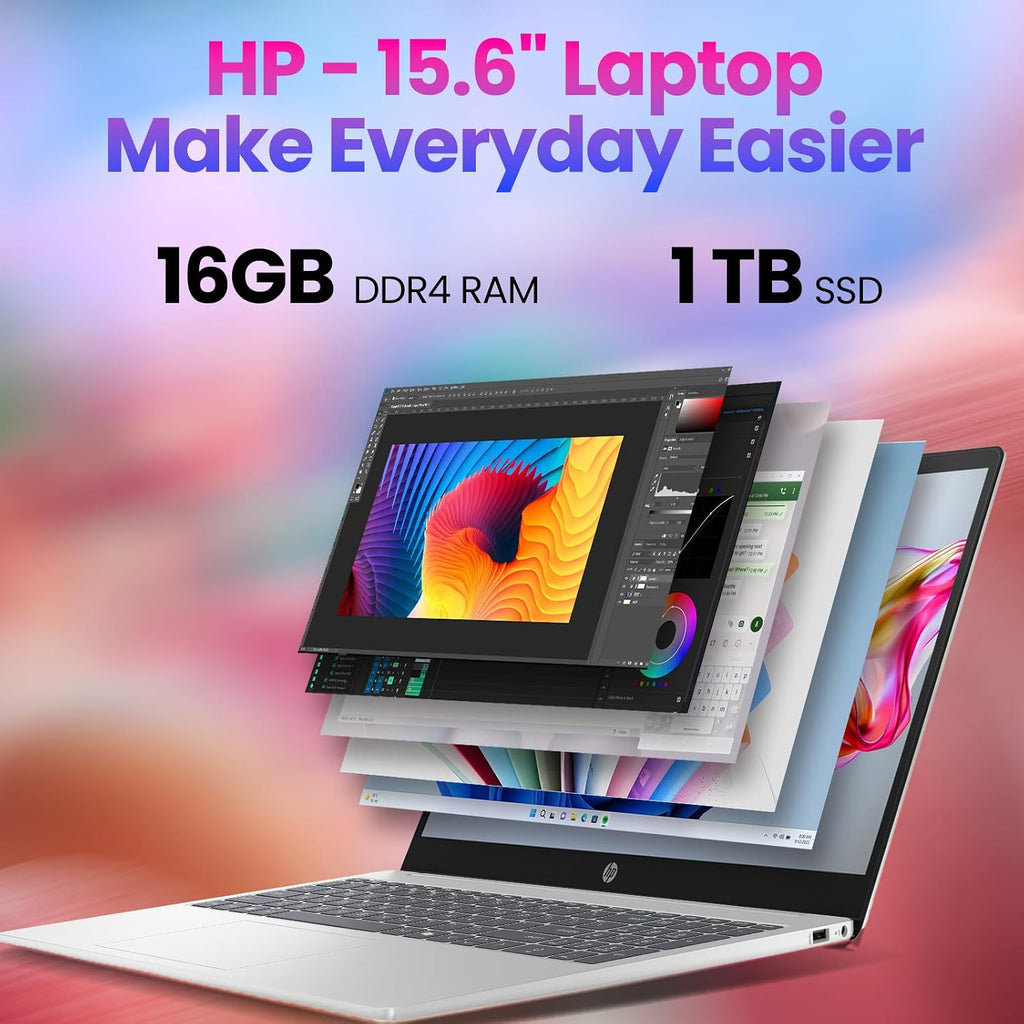 HP 2025 15.6' Touchscreen Laptop, 16GB RAM 1TB SSD Windows 11 Pro, 13th Gen Intel Core i3-1315U (Up to 4.5GHz), Wi-Fi 6, 15.6' LED, AI Copilot, Type-c with Patented KB Kit