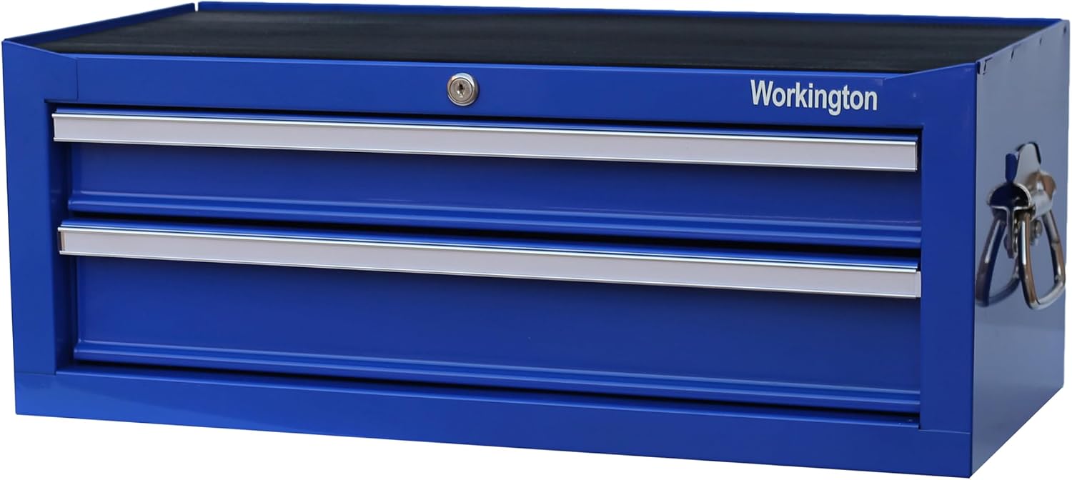Workington Industrial 2 Drawers Portable Metal Intermediate Box, 26' Middle Tool Chest Cabinet with Ball Bearing Drawer Slides, Steel Tool Storage Box Organizer 4008 Blue