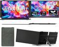 ROYY 14' Laptop Screen Extender, 0.19' Ultra-Thin Portable Monitor, FHD 1080P Dual Screen for 13-17' Laptops, Plug & Play USB-C/HDMI, Travel Monitor Compatible with Windows, Mac, Android, Switch, PS5