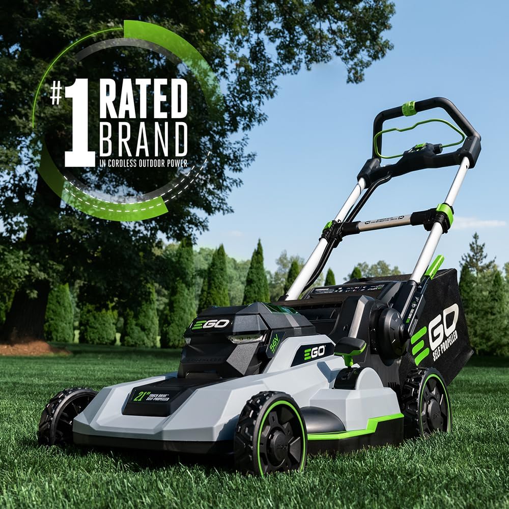 EGO Power+ LM2122SP-2 21-Inch 56-Volt Self-Propelled Lawn Mower with Touch Drive™ with (2) 4.0Ah Batteries, 550W Rapid Charger Kit and LB5800 580 CFM Cordless Leaf Blower