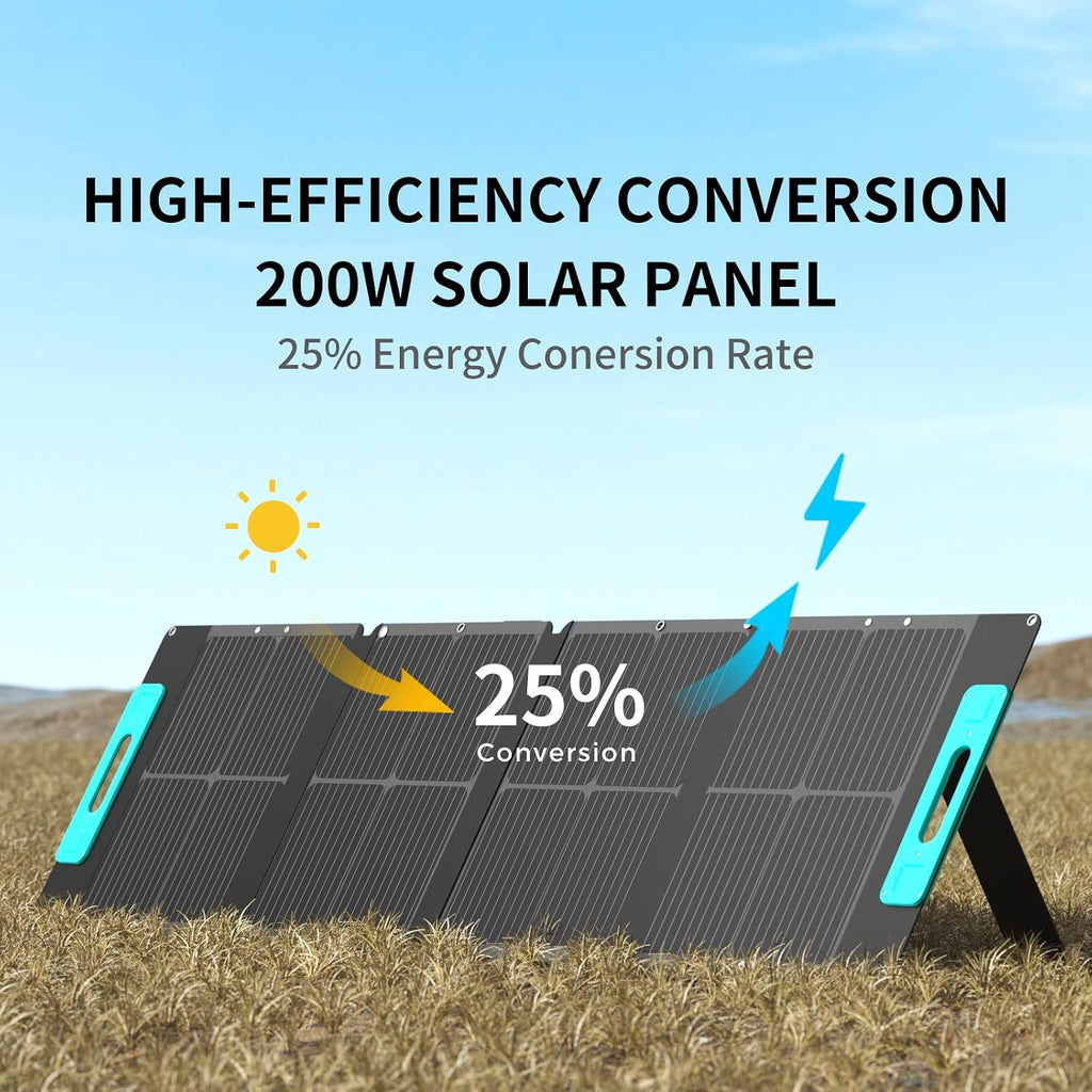 200W Portable Solar Panel, 200 Watt for Portable Power Station Solar Generation, Foldable Solar Charger with Carry Case,IP65 for Outdoor, RVs, Backyard etc