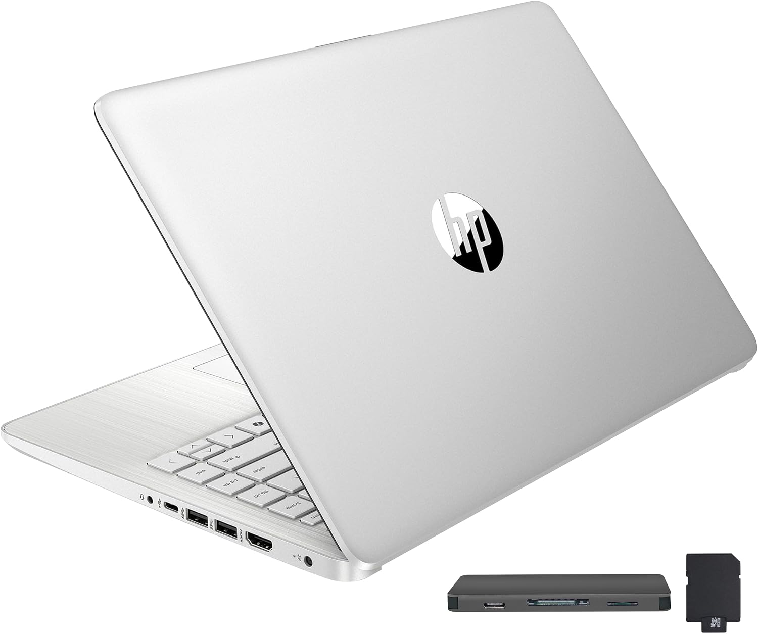 HP Stream 14' HD BrightView Laptop, Intel Celeron N4120, 16GB RAM, 416GB Storage (128GB eMMC + 288GB Docking Station Set), Intel UHD Graphics, 720p Camera, Wi-Fi, 1 Year Office 365, Win 11 S, Silver