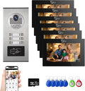 Wired Apartment Video Intercom System,1080P HD Video Doorbell, Compatible with 6 Units 7-inch Touchscreen,Supports Motion Detection,Two-Way Audio, Tuya Smart Home