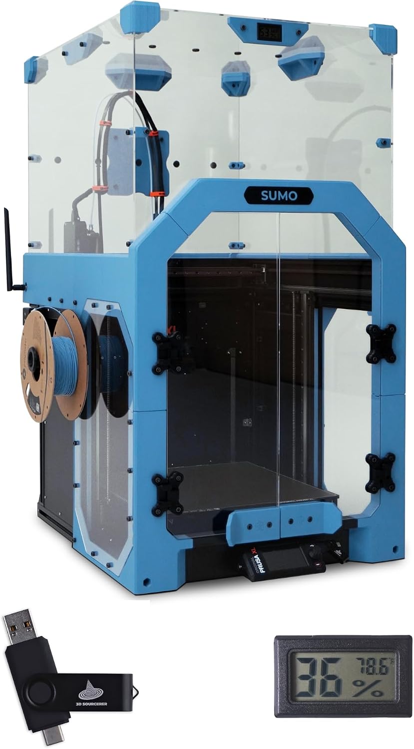 Sumo 3D Printer Enclosure Kit for the Prusa XL - Includes Plexiglass/Acrylic, Fasteners, Hex Rods, Magnets & Hygrometer (Clear) - Printed Parts Not Included