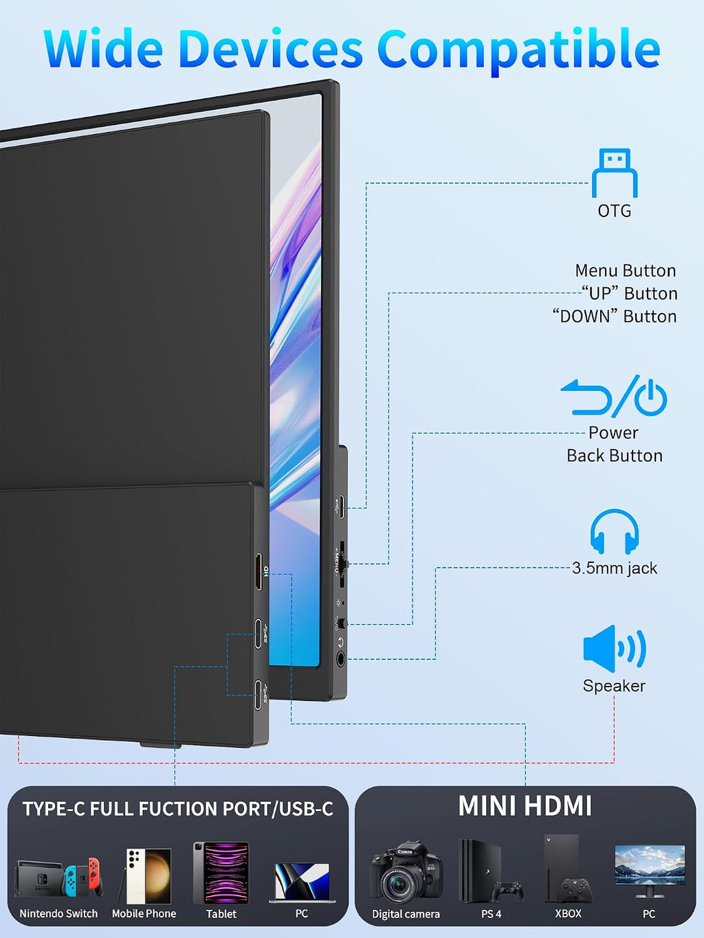 MAGICRAVEN 4K Portable Monitor, 13.3' UHD IPS Laptop Screen, Slim Lightweight Dual USB C HDMI Computer Gaming Display with Speakers, Travel Monitor for PC Phone PS5/4 Xbox Switch