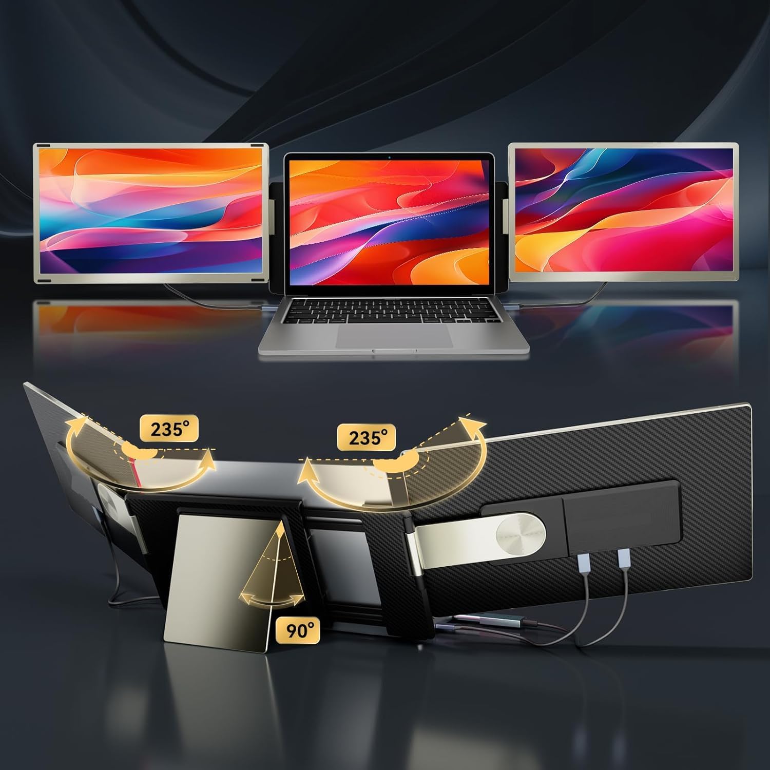 Teamgee 15.6' Laptop Screen Extender | Portable Monitor for 13-17' Mac/Windows Laptops | 120% sRGB FHD, Metal Stand, 235° Rotation, Ideal for Hybrid Work