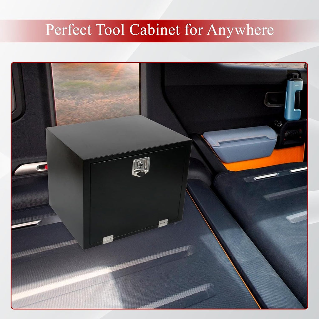 30'' Inch Steel Underbody Truck Tool Box & T-Handle Latch Heavy Duty For Trucks Trailers RV ATV Pickup Trucks Flatbeds Organization Storage Job Tool Chest -30'(L) x 24'(W) x 24'(H) Black