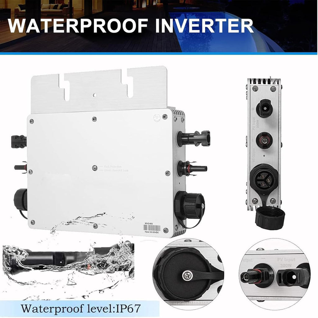 NYMFEA WVC-2000W Solar Grid Tie Micro Inverter,WiFi Control Automatic Identification,Sine Wave Inverter Solar Photovoltaic Power Generation System Micro-Inverter