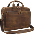 Jack&Chris Full Grain Leather Briefcase for Men, Business Messenger Bag Laptop Bag Attache Case, Fits 15.6 Inch Laptop