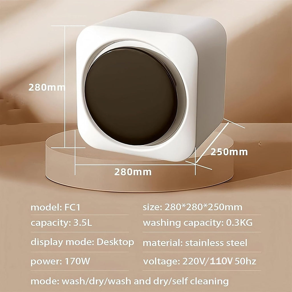 2 in 1 Mini Portable Washer and Dryer Combo, Mini Washing Machine with LCD Control Panel, Stainless Steel Drum, for Small Items of Clothing, Underwear, and Socks