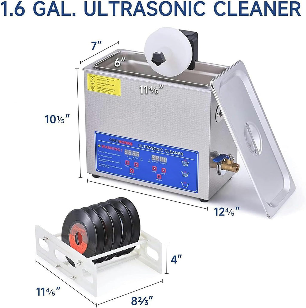 6 L Vinyl Ultrasonic Cleaner, 7-12-Inch Vinyl Ultrasonic Cleaning Machine, High Lp Album Cleaner, Record Washing Machine ~/