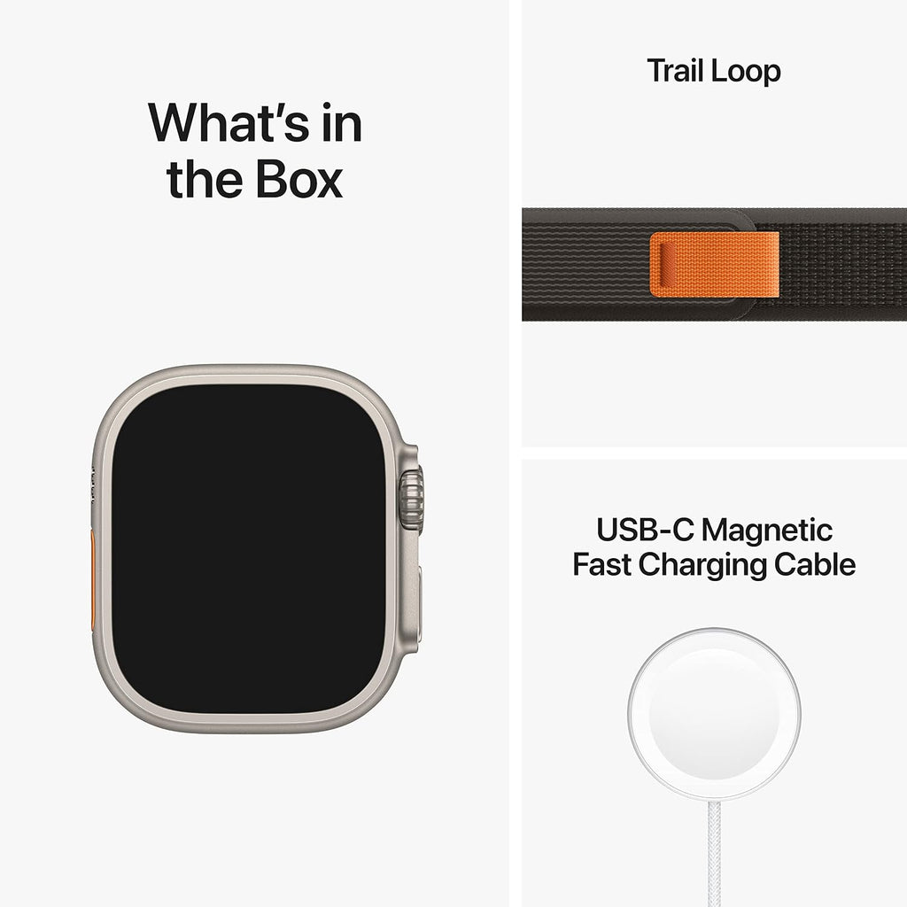 Apple Watch Ultra [GPS + Cellular 49mm] Titanium Case with Black/Gray Trail Loop, M/L (Renewed)