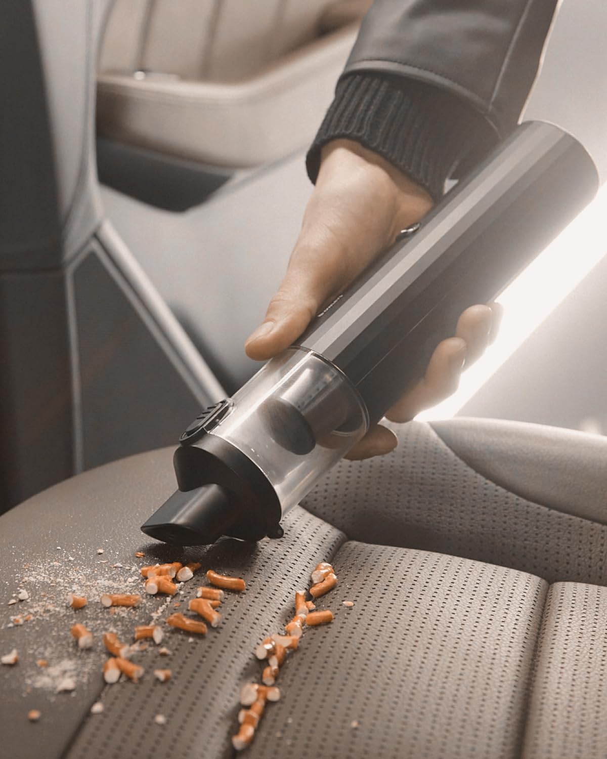 Owleys Portable Handheld Car Vacuum Cleaner with HEPA & Stainless Steel Filter, 6000–16000PA Suction, 85000 RPM Motor, 40-Min Battery Life, Cordless Mini Vacuum for Car, Home, and Office