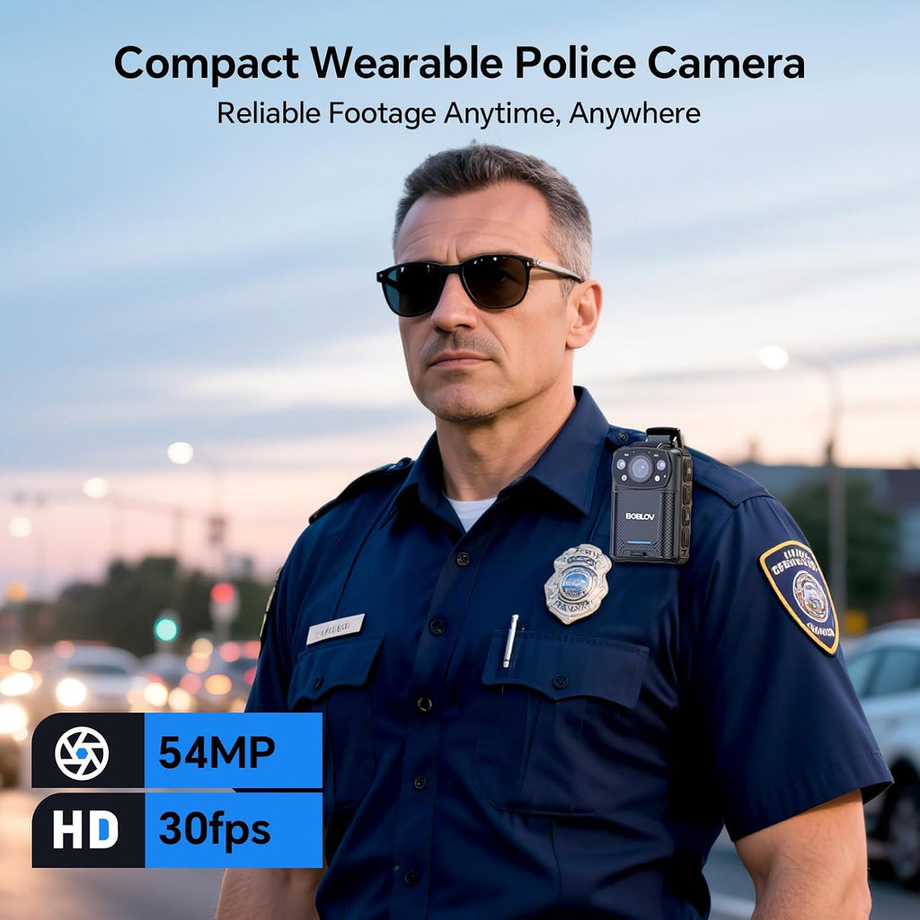 BOBLOV KJ26 2K Body Camera with Dual 2000mAh Batteries & Charging Base, 8H Continuous Recording, Night Vision, and 360° Rotatable Clips for Law Enforcement, Security & Outdoor Use (256GB)