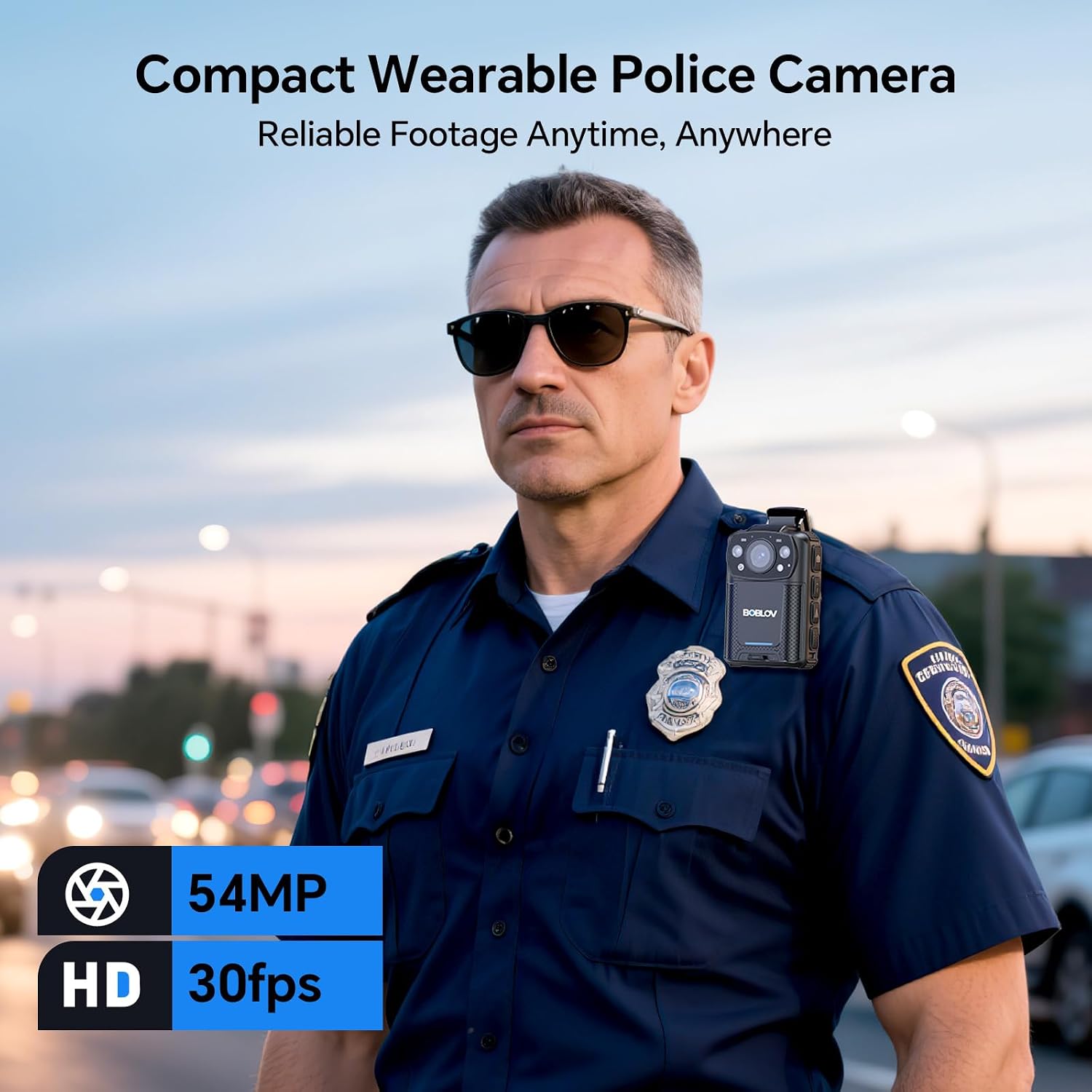 BOBLOV KJ26 2K Body Camera with Dual 2000mAh Batteries & Charging Base, 8H Continuous Recording, Night Vision, and 360° Rotatable Clips for Law Enforcement, Security & Outdoor Use (256GB)