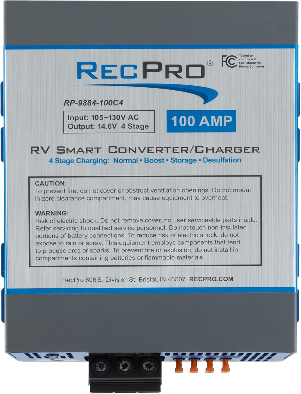 RecPro RV Converter 100 Amp | RV Power Converter & Battery Charger | 4 Stage Smart Charging | 120VAC to 12VDC | 13V to 16.5V Operating Range