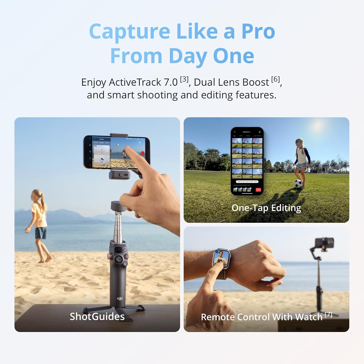 DJI Osmo Mobile 8 Standard Combo, Gimbal Stabilizer for Phone, AI Native Tracking, 360° Pan Rotation, Built-in Extension Rod & Tripod, 10h Battery, Extension Rod, Robust 3-Axis Stabilization