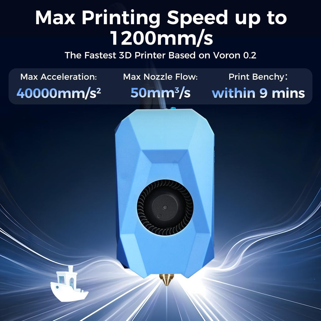 Sovol Zero 3D Printer, 1200mm/s High Speed CoreXY 3D Printers with Eddy Scanning & Pressure Sensing, 350℃ Nozzle & 120℃ Heated Bed Heating, XYZ Full Linear Rails Open Source Build Volume 6X6X6in
