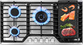 AMZCHEF 36 inch Gas Cooktop with 5 Made in Italy SABAF Power Burners.Max 48300 BTU/hr Built-in Gas Stove top of 304 Stainless steel with Double Sided griddle,NG/LPG Convertible,ETL.