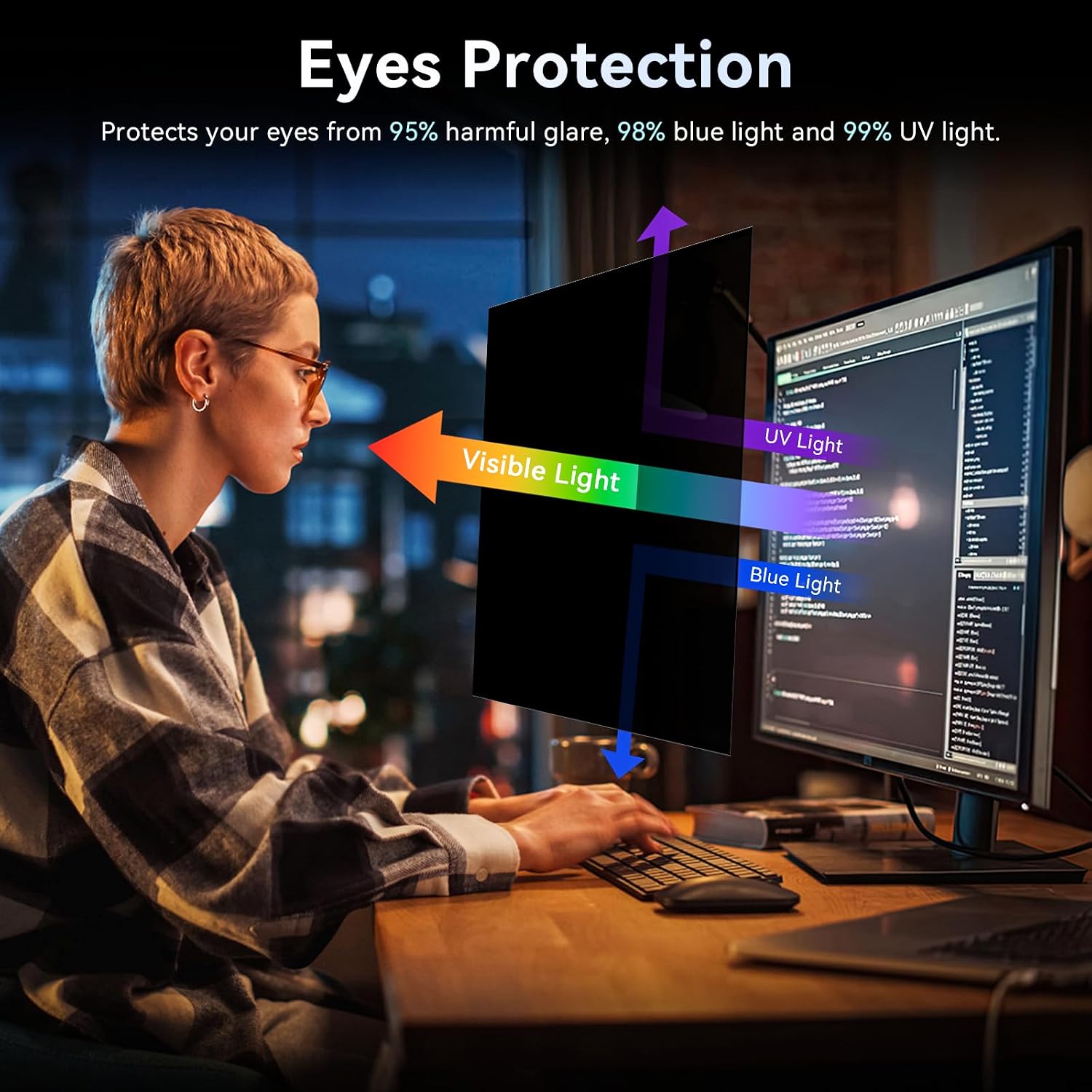 [2-Pack] 34 Inch Computer Privacy Screen Filter for 21:9 Widescreen Monitor, Removable Eye Protection Anti Glare Blue Light Filter Privacy Shield, Anti Spy Screen Protector Film 34 in