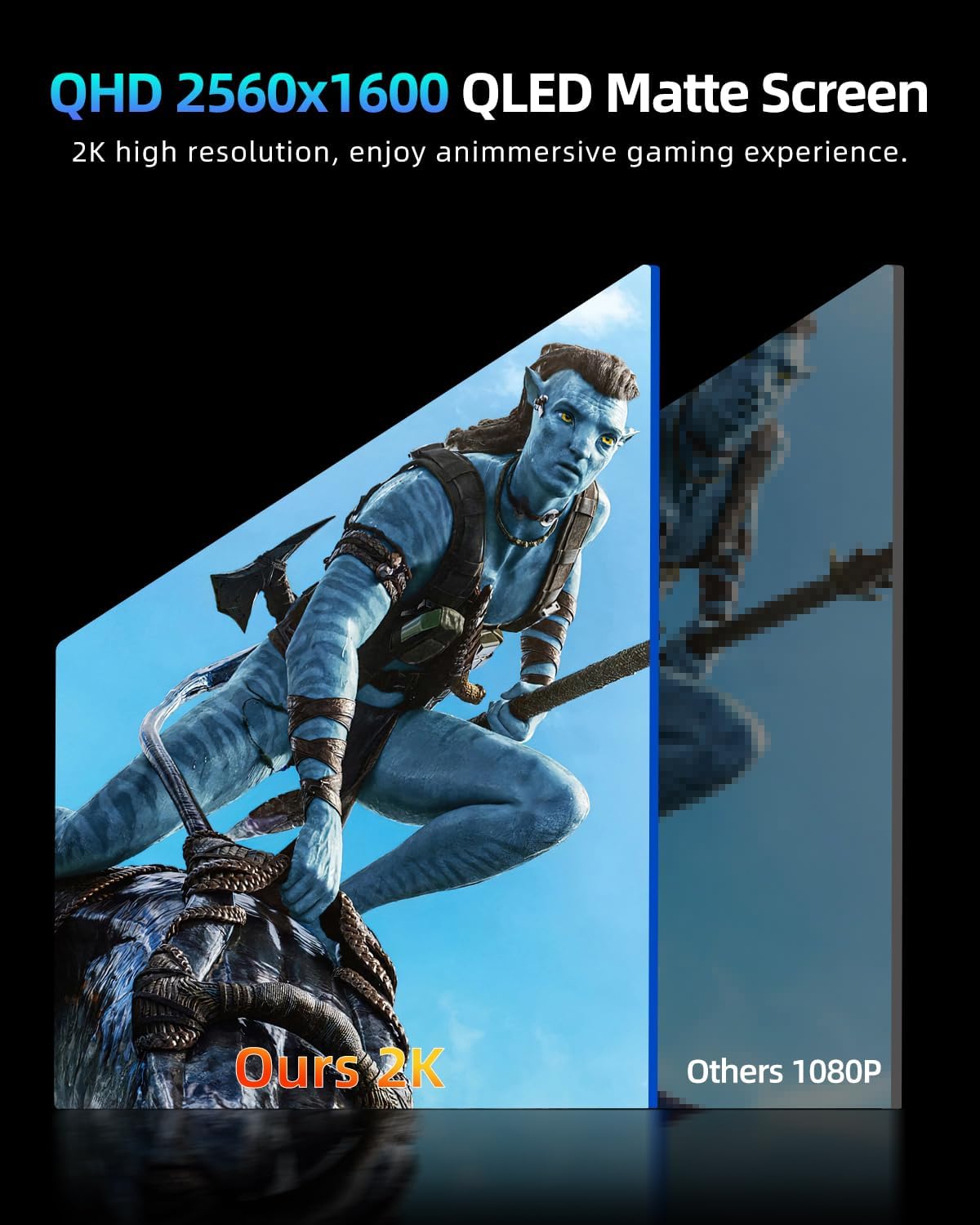 UPERFECT 18' QLED Portable Monitor, 2K 2560×1600, 144Hz Gaming Display, 400 Nits Brightness, FreeSync HDR, 100% DCI-P3, Ultra-Slim USB-C/HDMI Monitor for Laptop MacBook Phone Game Console, VESA Mount