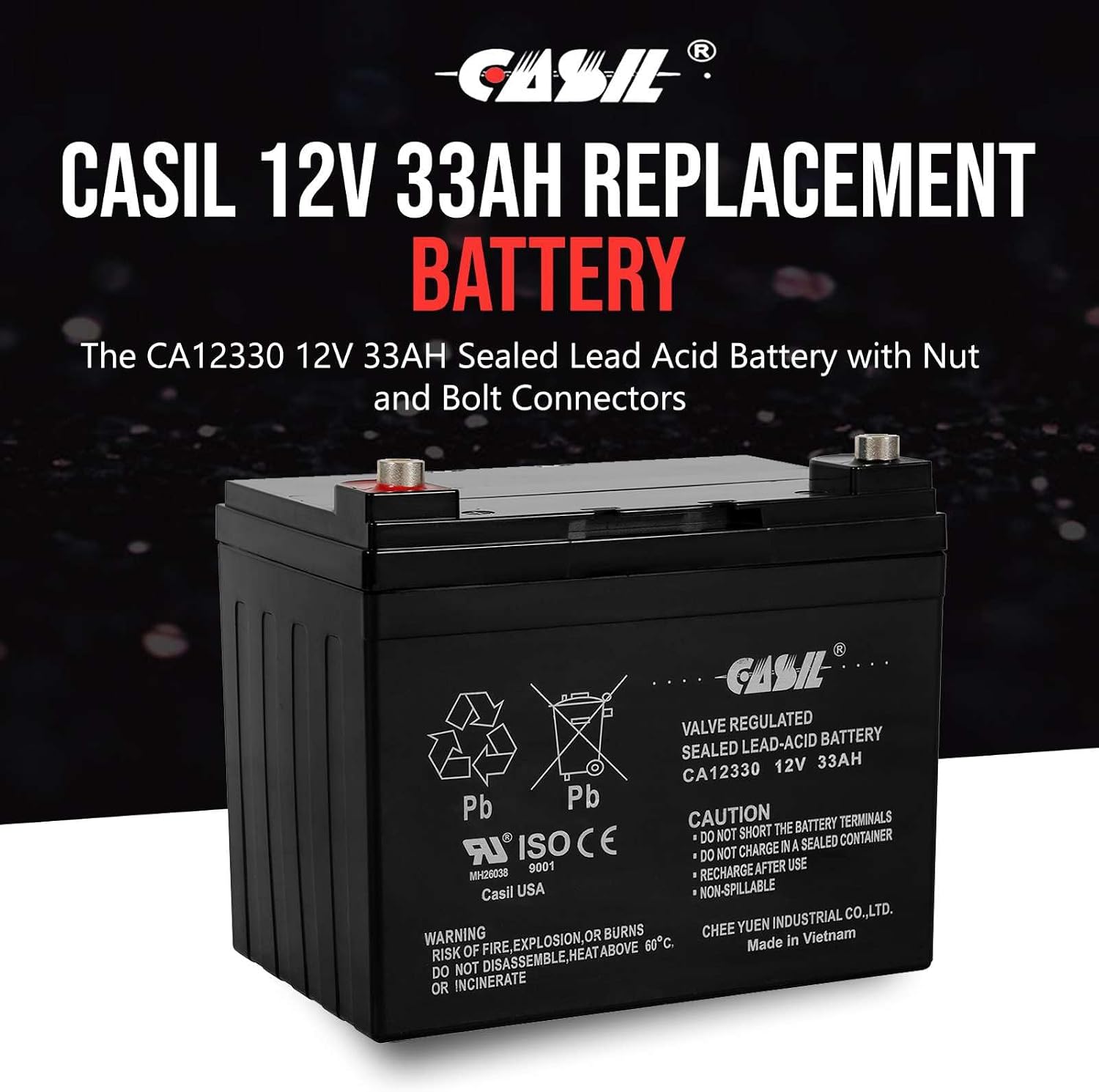 Casil 12V 33Ah Replacement Battery Compatible with John Deere Craftsman Husqvarna Troy-Bilt Huskee Cub Cadet (2 Pack)