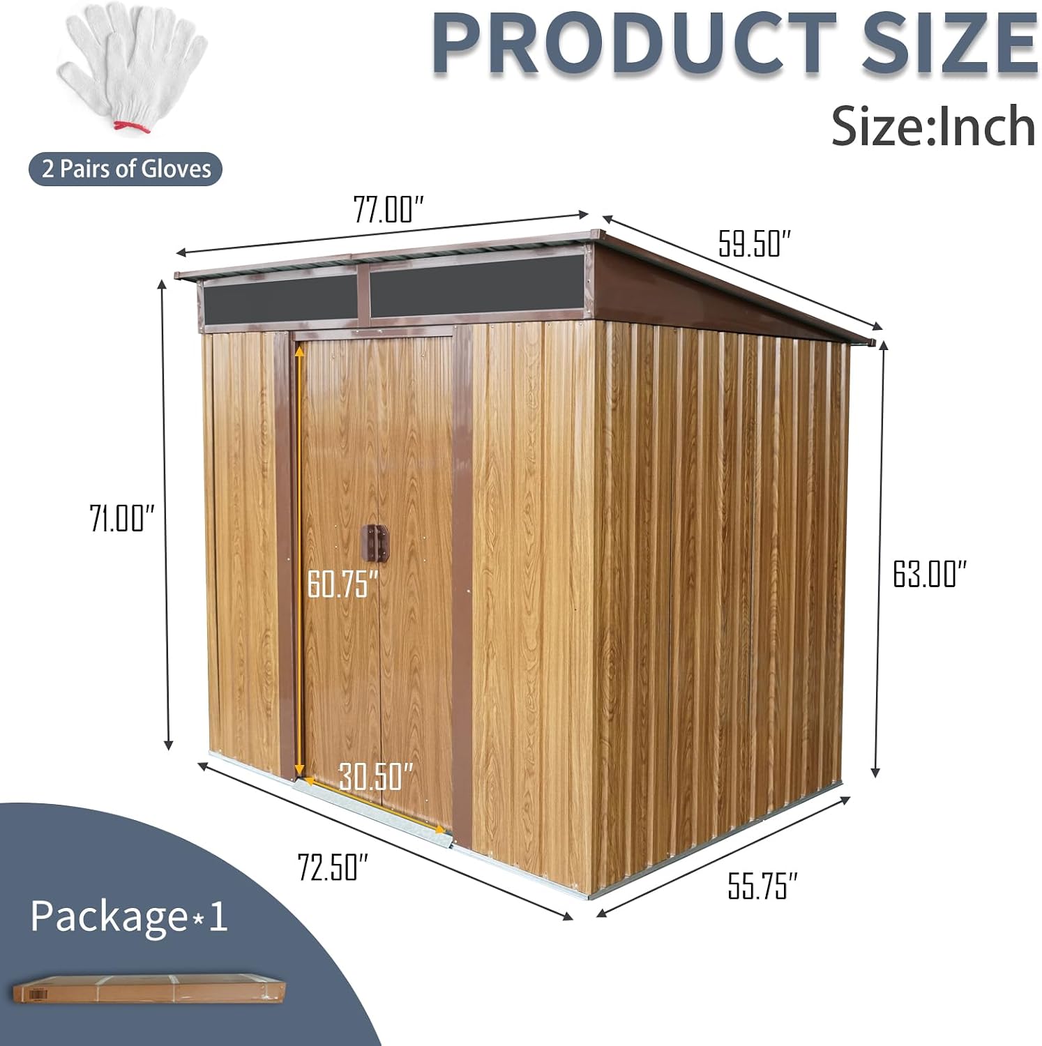 6x5 FT Outdoor Storage Shed, Metal Garden Shed with Frame Floor, Outside Tool Shed with Lockable Sliding Doors, Waterproof Storage Building with Sloped Roof for Backyard, Patio, Lawn, Coffee