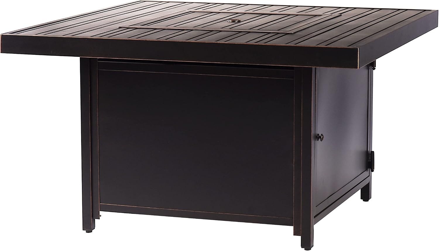 Oakland Living Square 42 in. x 42 in. Aluminum Propane Fire Pit Table with Glass Beads, Two Covers, Lid, 57,000 BTUs in Copper Finish