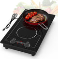 VBGK Induction Cooktop,110V 2300W 2 burner hot plate with Knob Control,9 Power Levels, Kids Lock & Timer,LED touch control,Overheat Protection Electric stove,2 burner induction cooktop