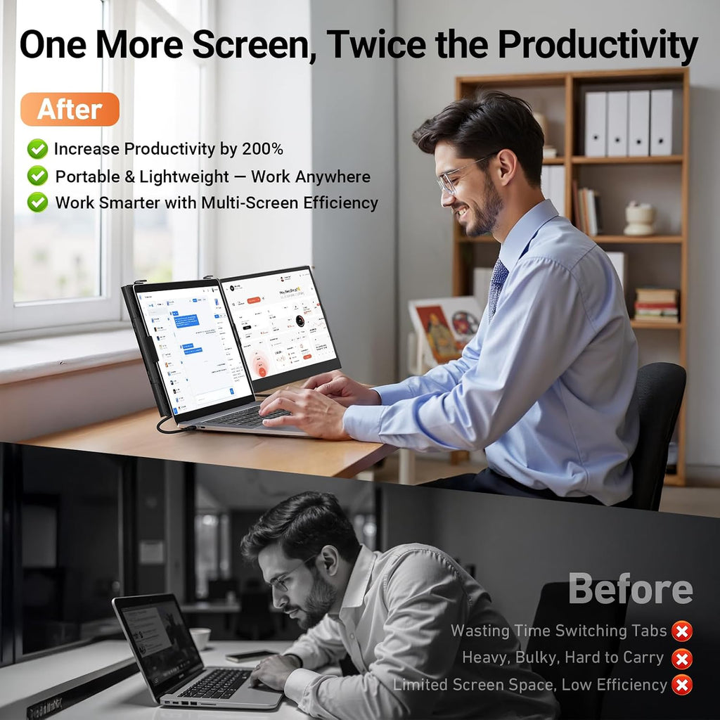 Vixtan Laptop Screen Extender, 15.3' FHD 1080P Portable Dual Monitor, Ultra-Thin 1.7lbs Plug & Play for 13'-17' Laptops