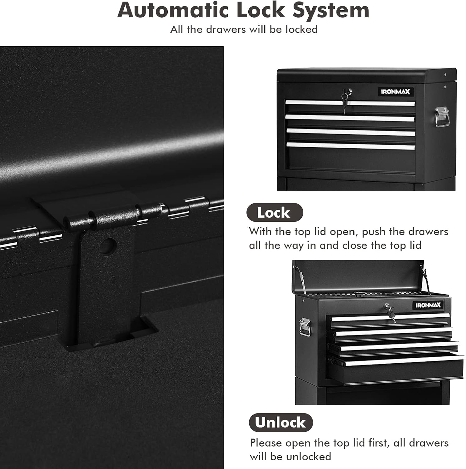 Goplus Tool Chest, 3-in-1 Rolling 6 Drawers Tool Cabinet with Detachable Top Toolbox, Middle Tool Storage, Universal Lockable Wheels, Protective Liner, Auto Lock, Metal Tool Box for Garage Workshop