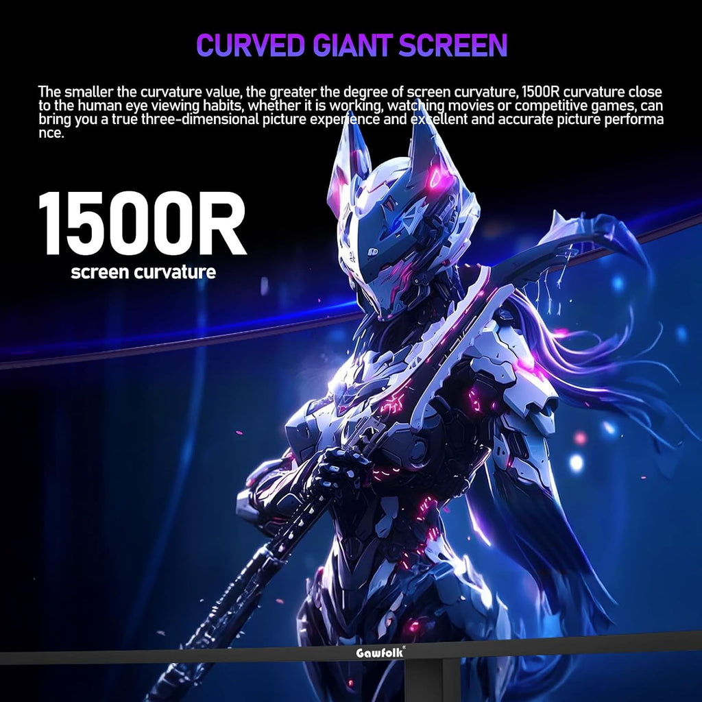 Gawfolk 49 Inch Curved Gaming Monitor 120hz,1500R PC Monitor Built-in Speakers, DQHD 5120x1440 Computer Screen for Home Office Business, DP, HDMI, Support Wall Mount 100x100mm