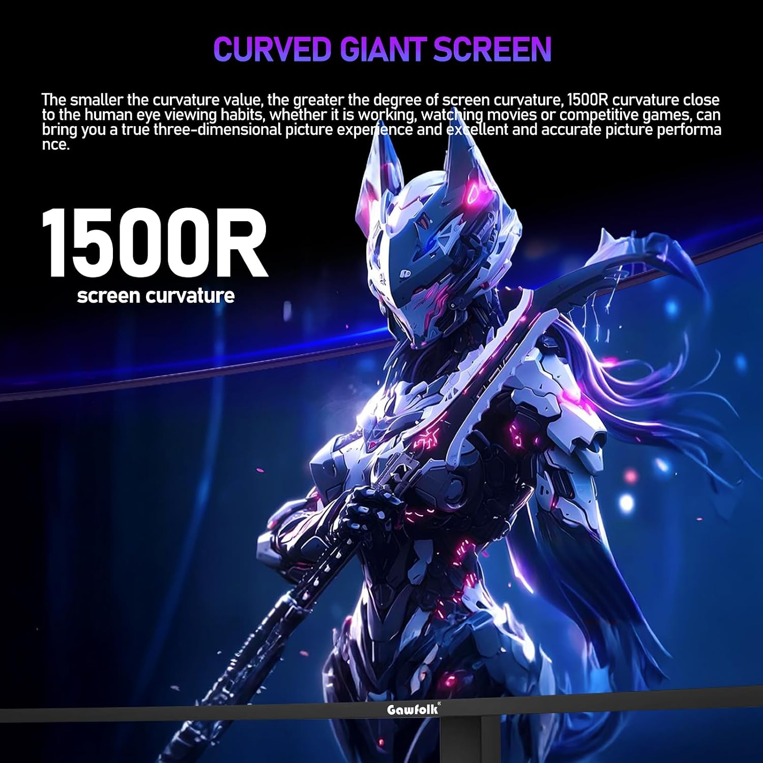 Gawfolk 49 Inch Curved Gaming Monitor 120hz,1500R PC Monitor Built-in Speakers, DQHD 5120x1440 Computer Screen for Home Office Business, DP, HDMI, Support Wall Mount 100x100mm