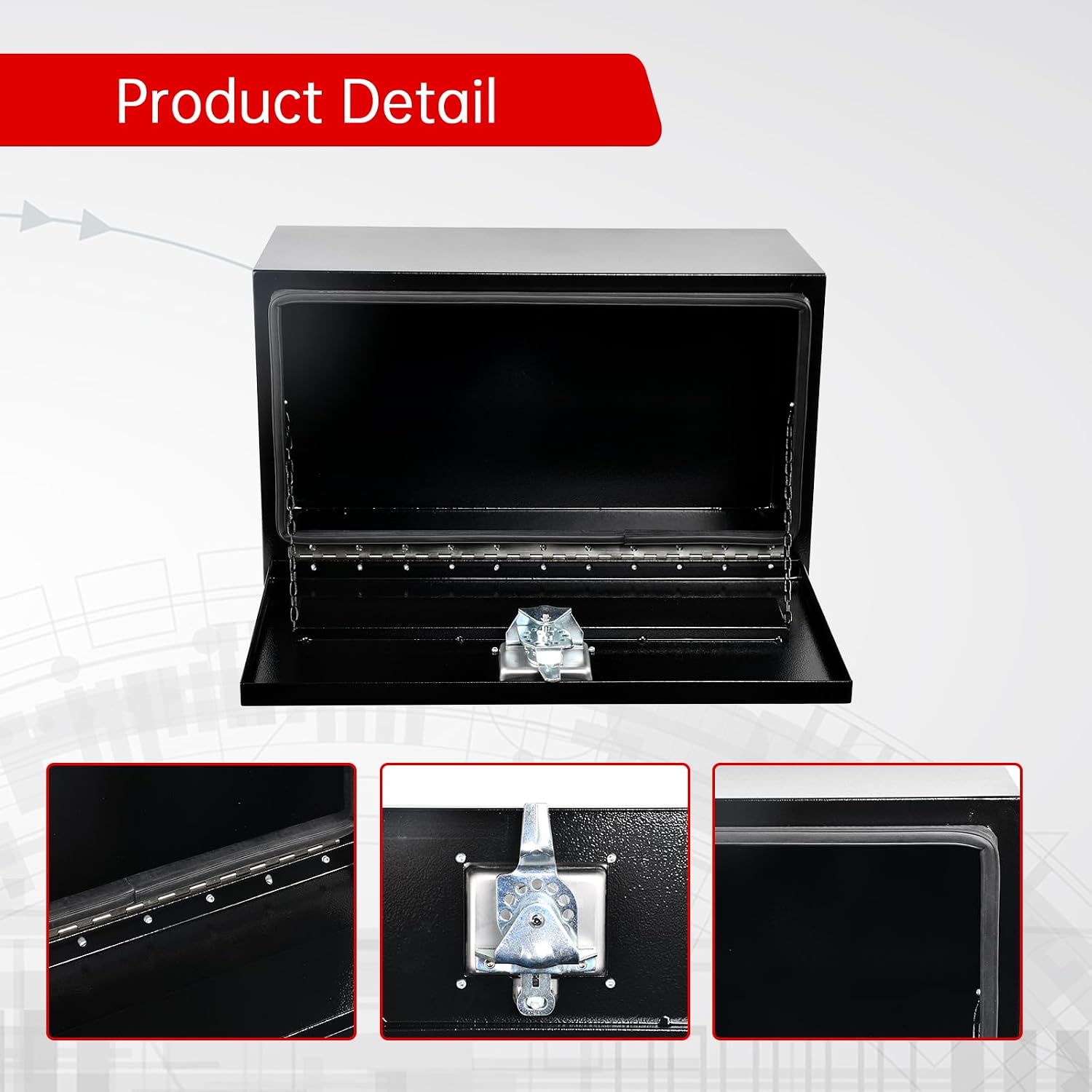 24'' Inch Steel Underbody Truck Tool Box & T-Handle Latch Heavy Duty For Trucks Trailers RV ATV Pickup Trucks Flatbeds Organization Storage Job Tool Chest -24'(L) x 12'(W) x 14'(H) Black