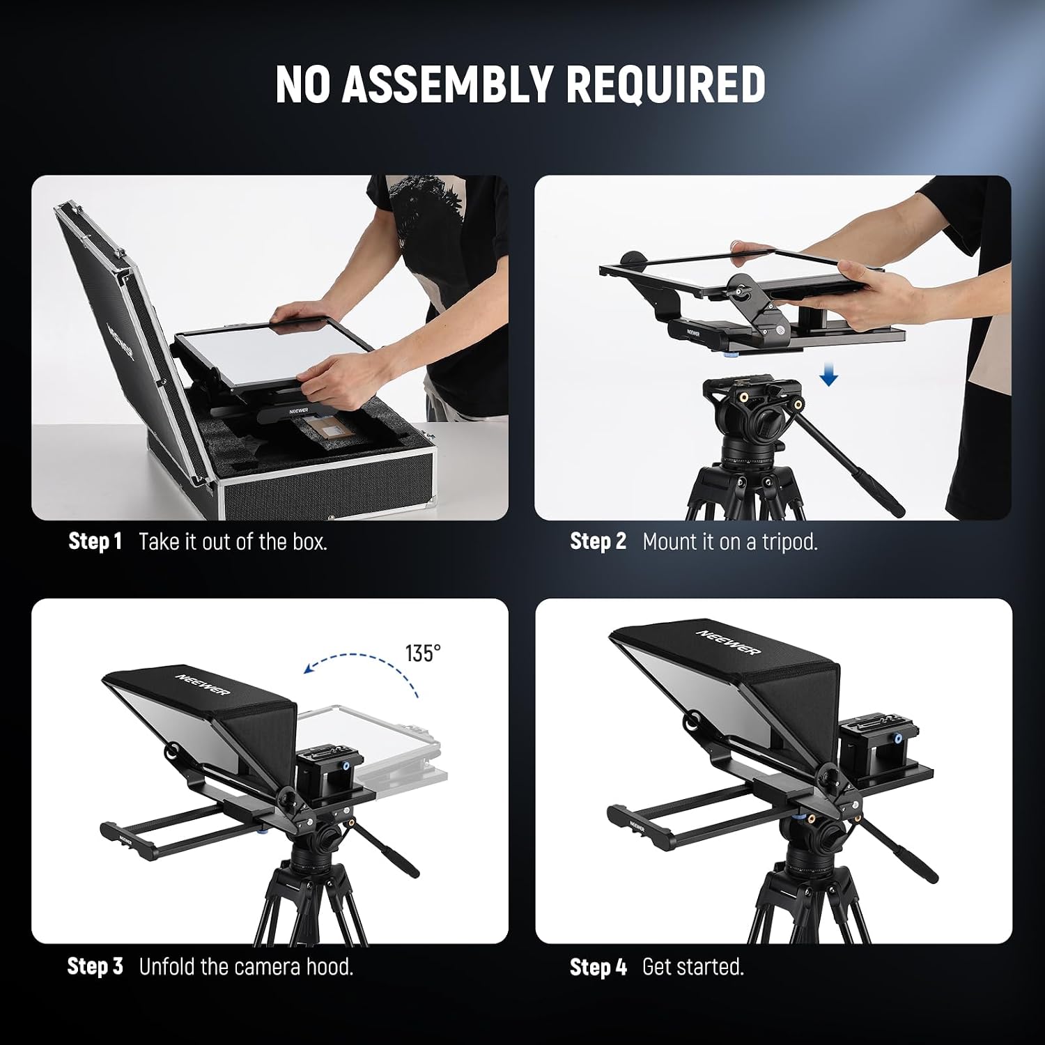 Neewer Teleprompter X14 III with RT113 Remote/App Control, 45° Tilt 14' Beamsplitter All Metal Frame Upgraded Camera Mount QR Plate Compatible with Manfrotto 501PL for iPhone iPad DSLR, Assembly Free