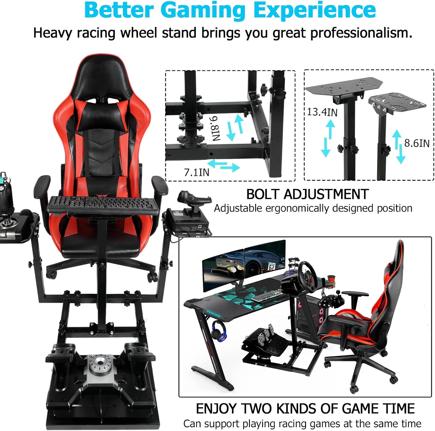 Anman Flight Racing simulator cockpit Wheel Stand Dual-Purpose Fit for Logitech Shifter Joystick Pedals,Thrustmaster/Hotas Warthog, Only Include Flight Joystick Mount Three Sizes Shift Lever Panels