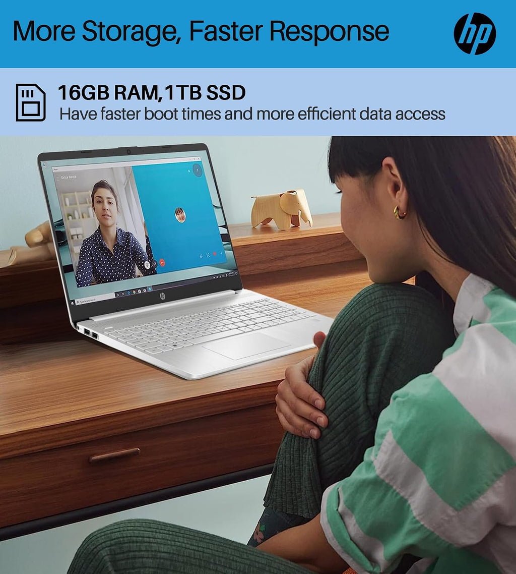 HP 2024 15.6' Touchscreen Laptop - with Microsoft Office Lifetime License, Intel i3-1215U, 16GB RAM, 1TB SSD, Long Battery Life, Micro-Edge, Bluetooth, Wi-Fi, Thin & Light, Windows 11 Pro