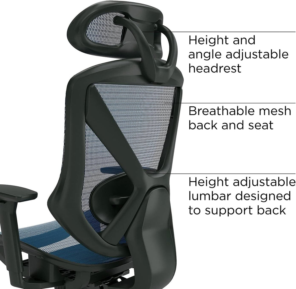 STAPLES Ergonomic Task Chair, Mesh, Ergonomic, Lumbar Support, Blue