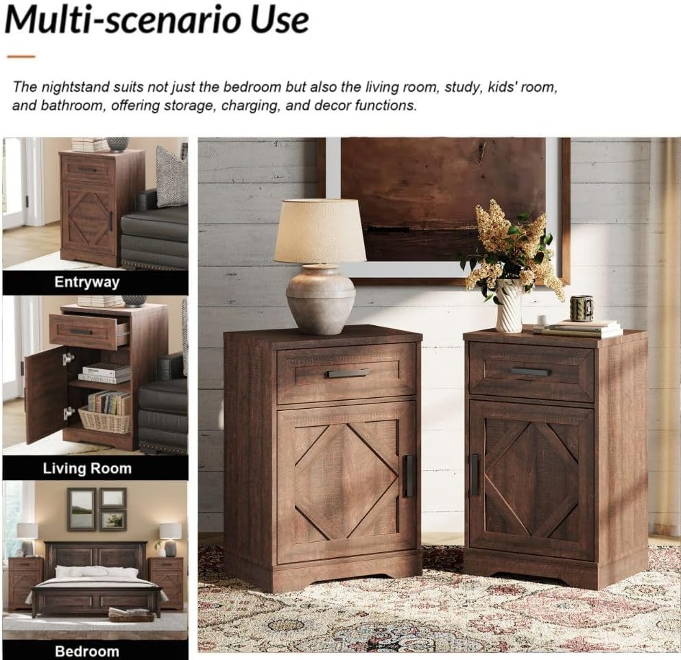 WAMPAT Modern Farmhouse TV Stand for TVs up to 100',3 in 1 Wood Entertainment Center,32' H Tall TV Console Cabinet with Barn Door for Living Room,Bedroom,Rustic Brown