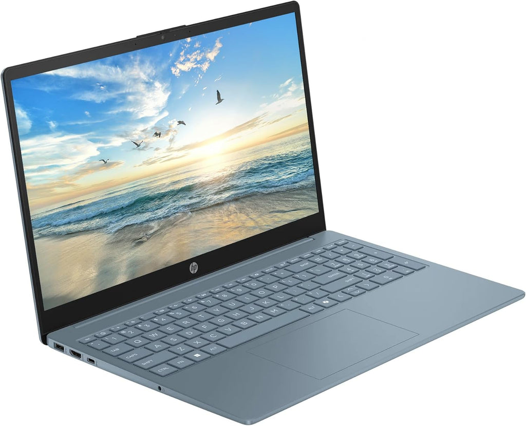 HP 15.6' Business Laptop with 1-Year Microsoft Office 365 with Copliot AI, 4GB RAM 128GB SSD, Quad-Cores Intel Processor, Windows 11, PLUSERA Earphones & 8-in-1 Hub Included, Moonlight Blue