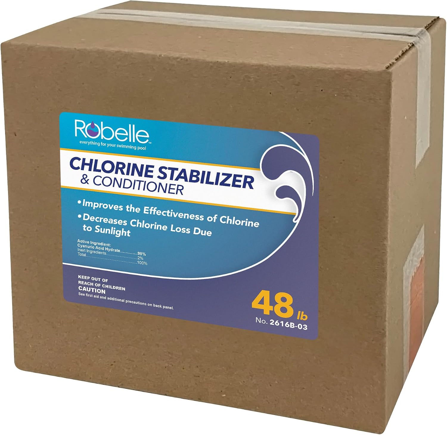 Robelle 48-Pounds Premium Chlorine Stabilizer and Conditioner, Concentrated Cyanuric Acid for Pools, Pool Stabilizer, Helps Chlorine Last Longer