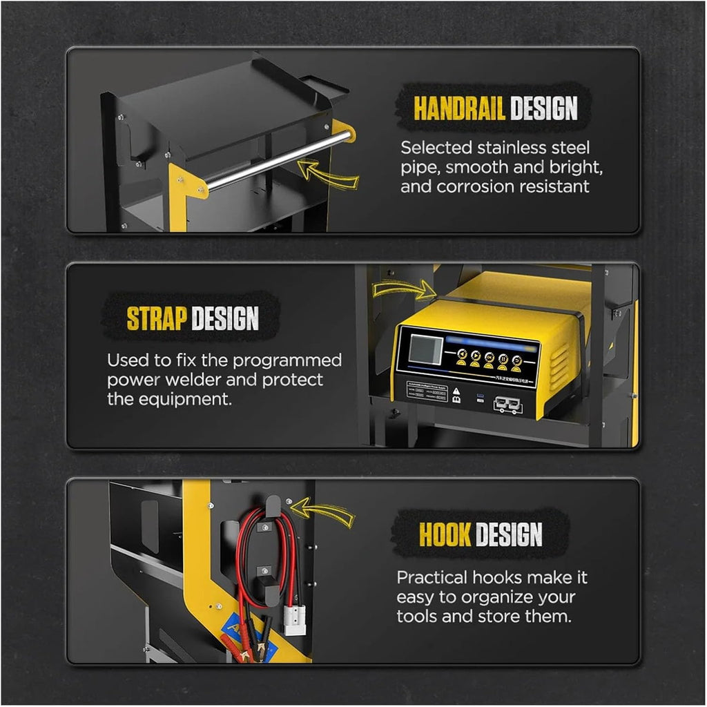 Multifunctional 3 Tier Tool Cart Car Repair Workshop Auxiliary Equipmen Toolbox Storage Heavy Duty Cart Tool with Lockable Casters for Garage