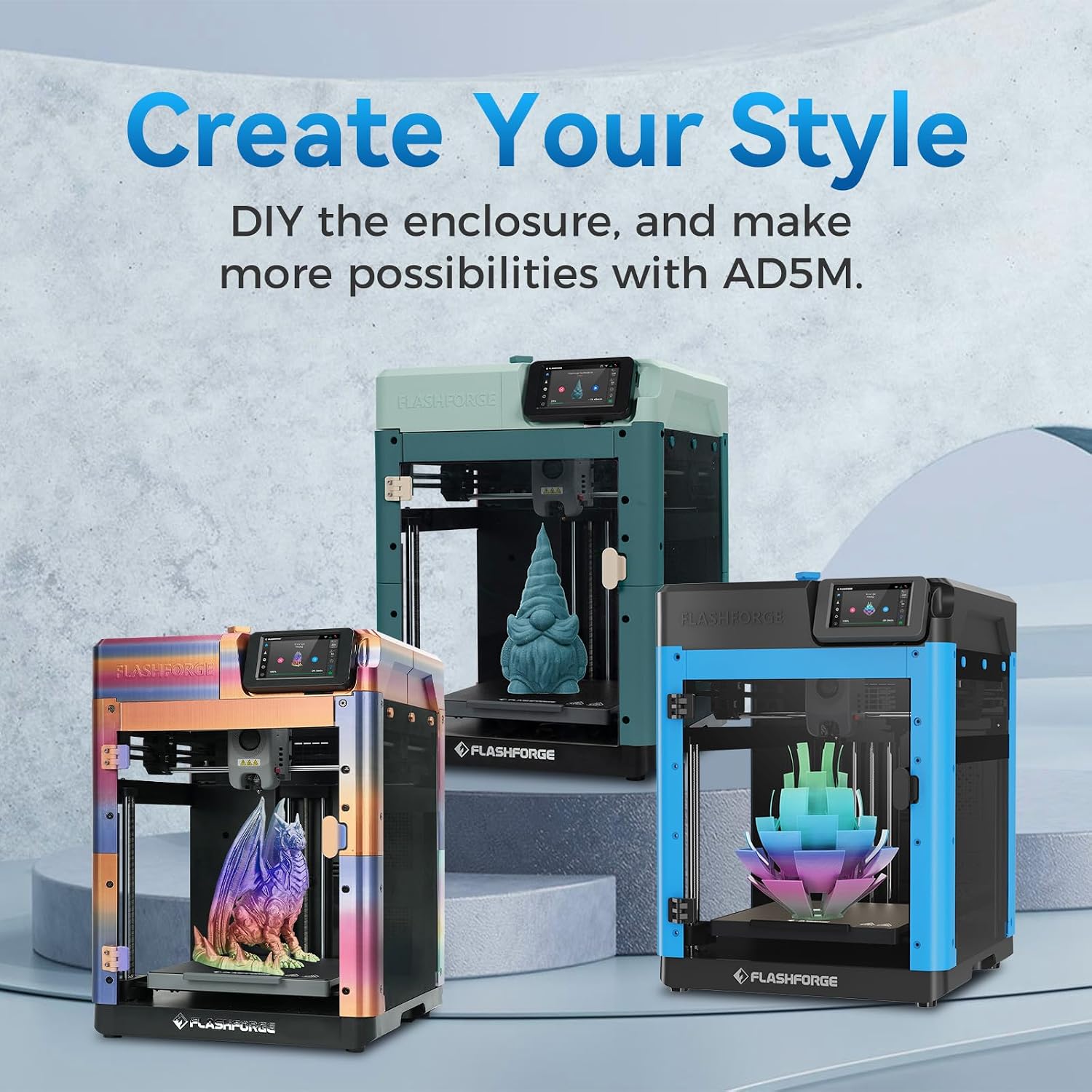 Flashforge Adventurer 5M 3D Printer with Extra 1KG HS PLA Rainbow Candy Filament
