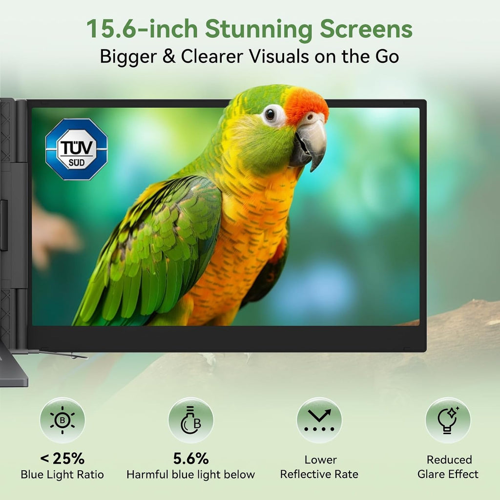 Blackview DCM8 Triple Laptop Screen Extender,15.6' 1080P FHD IPS Portable External Screen,Two Cable USB C Travel for 14-17'' Laptop,Plug & Play Compatible with Windows/Mac/Chrome OS/Mobile Devices