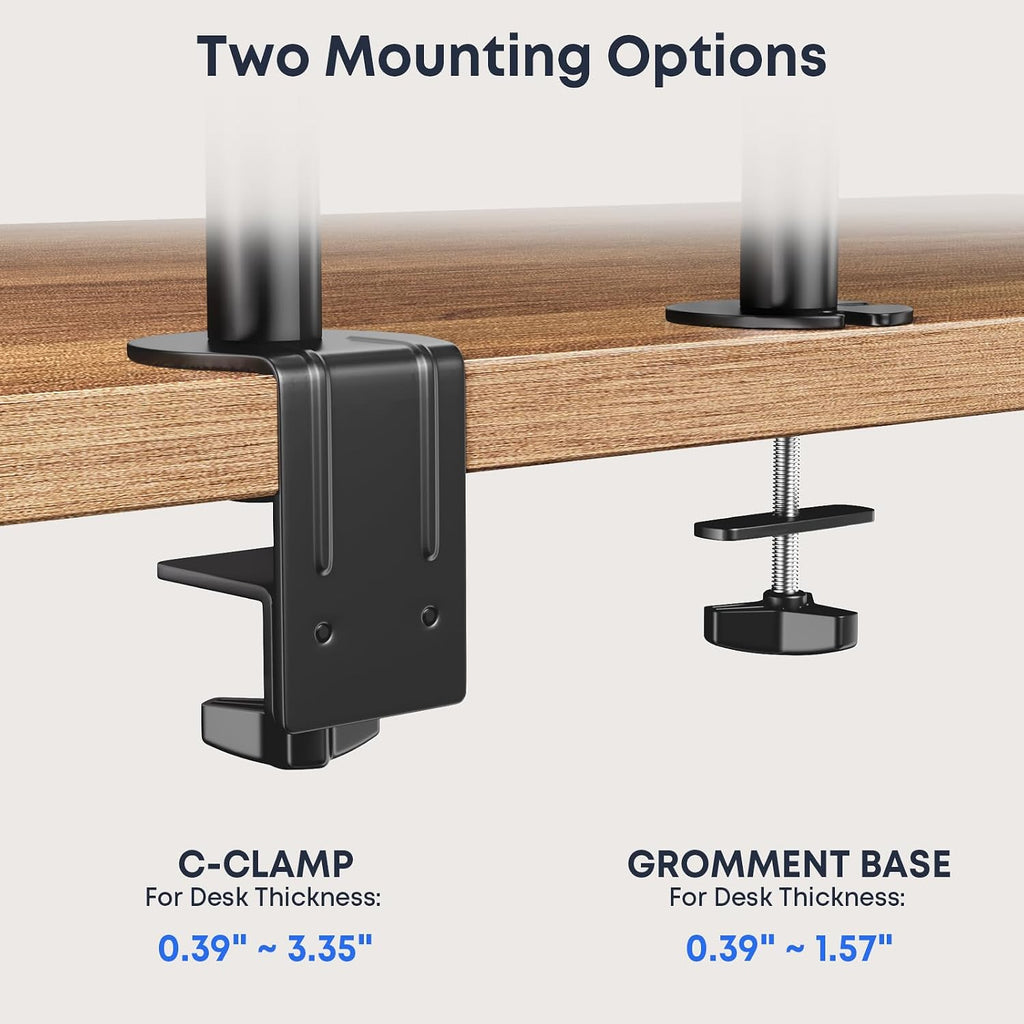 Dual Monitor and Laptop Mount Stand with Extra Long Pole, Holds 2 Monitors up to 32 Inch 19.8 lbs Each and 10-17 Inch Laptop, Full Motion Adjustable Desk Mount with C Clamp