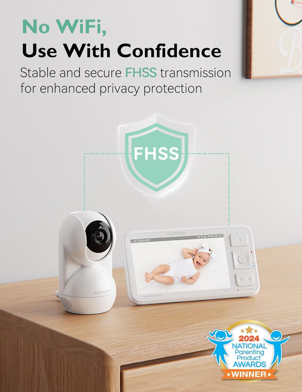 Momcozy Video Baby Monitor, 5.5' 1080P Full HD Baby Monitor with Camera No WiFi, Infrared Night Vision, 5800mAh 120-hrs Battery, ECO, VOX, 2-Way Audio, 1640ft Range, Record and Rewind Locally, BM03